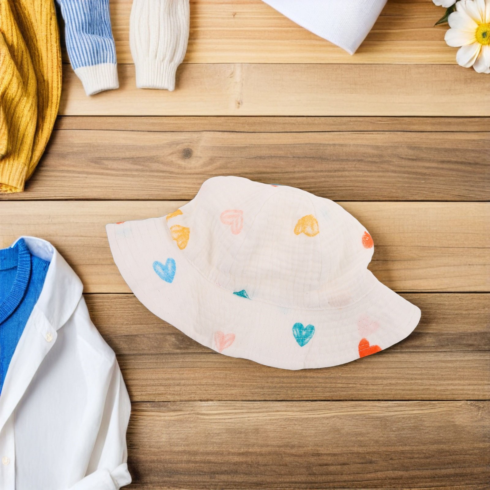 Bucket Hat Cotton - Baby Sun Hat Soft Cotton Breathable