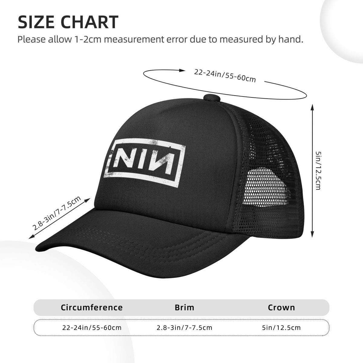 NIN Music Band Mesh Baseball C - огляд і ціна Trucker Cap Mesh